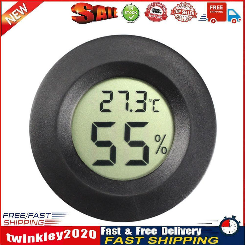 Digital Thermometer Hygrometer Meter for Reptile Turtle Fish Tank (Black) Newly
