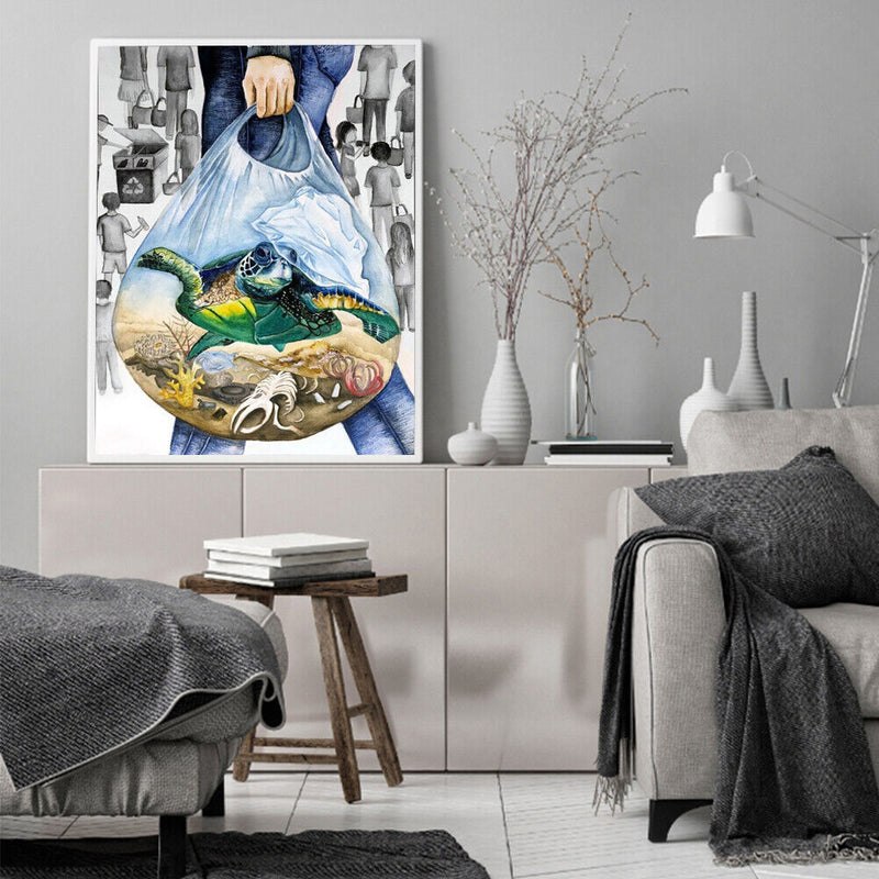 Frameless Sea Turtles Oil Paint By Numbers DIY Kit Handmade Drawing On Canvas