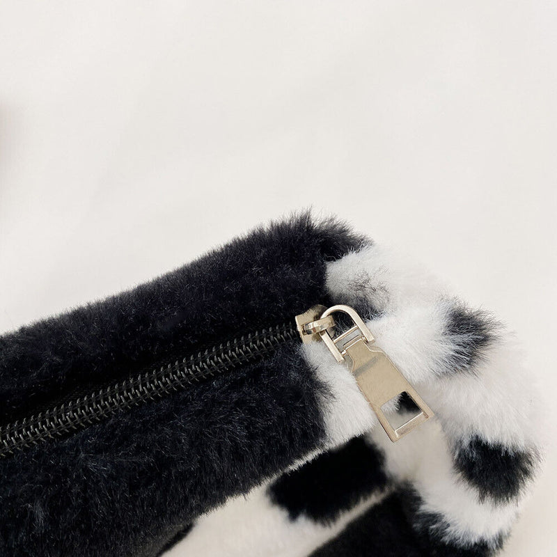 Animal Pattern Underarm Bag Women Mini Plush Shoulder Handbags Purse (13)