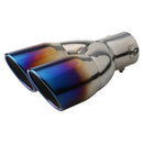 Stainless Steel Dual Exhaust Tip with 2.5 inch ID Inlet Rolled Edge Slant C