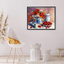Cherry and Flower Oil Paint By Numbers Kit Hand Painted Home Decoration No Frame