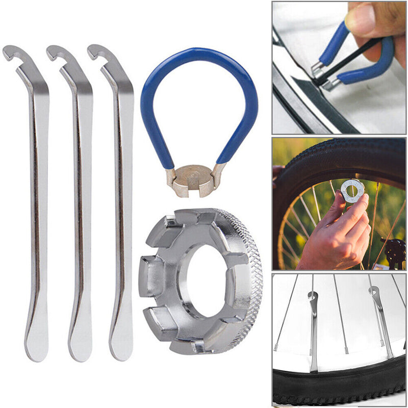 Multi-function Mountain Bicycle Spoke Wrench Tire Repair Tools Kit Set (B) Newly