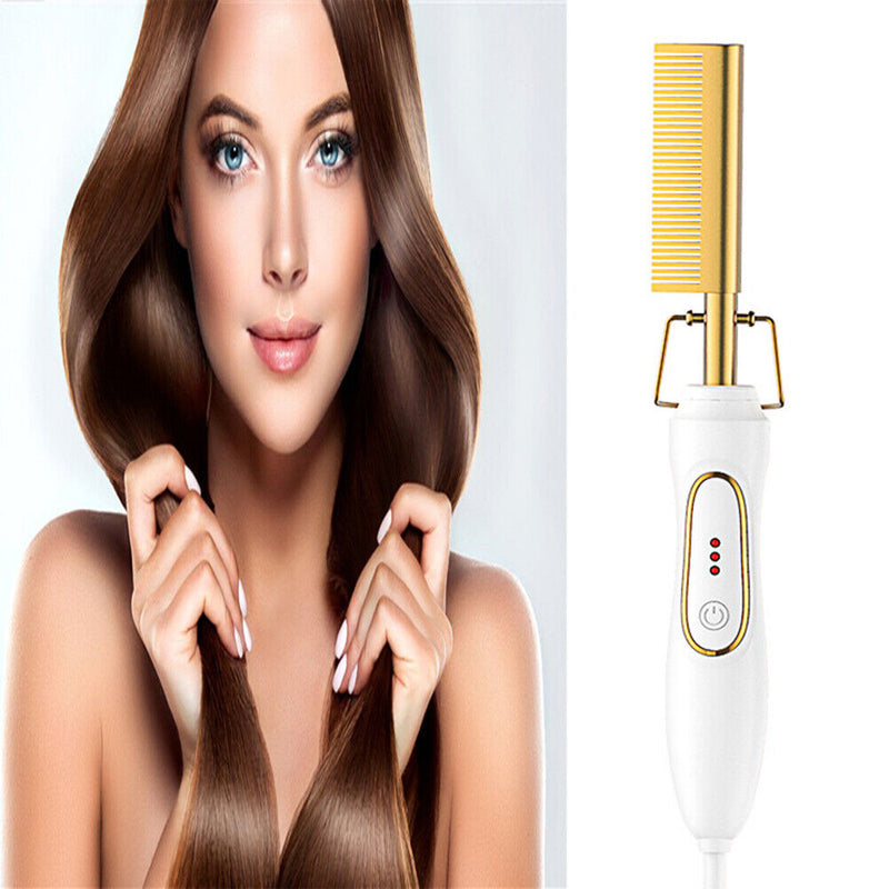 2 in 1 Hair Straightener Curler Electric Heating Comb Hairdressing Styling Tool