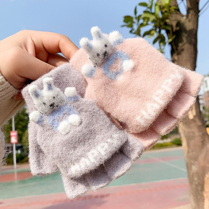 Warm Knitted Gloves Flip Fingerless Gloves Autumn Winter Half Fingers Mittens