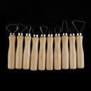 10 Pcs Wood Pottery Clay Sculpture Loop Tool with Stainless Steel Flat Wire
