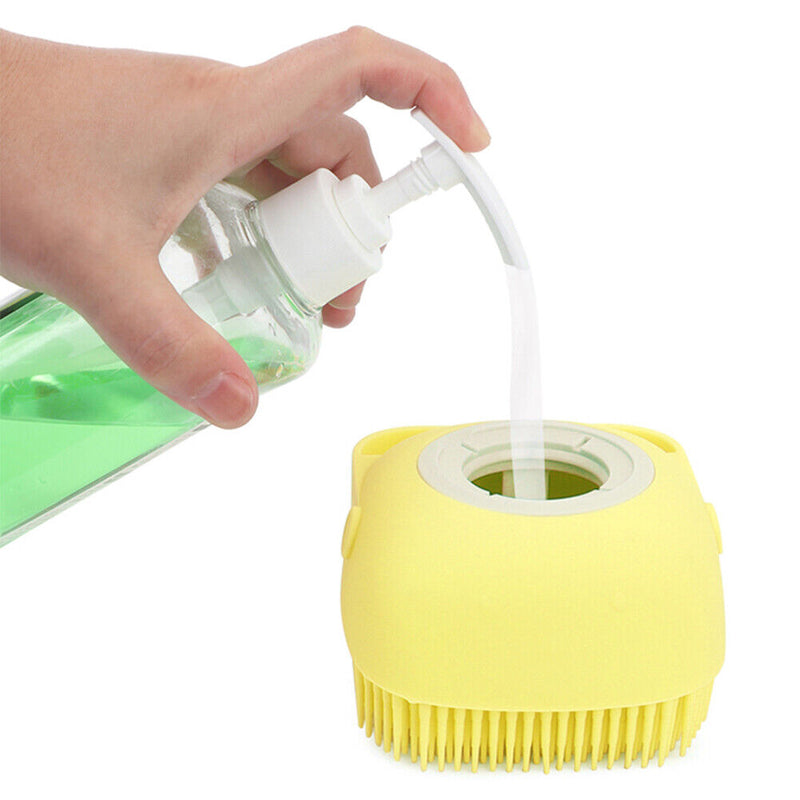 Pet Dog Massage Shampoo Brush Cat Bath Shower Brush Cleaning Comb (Yellow) Newly