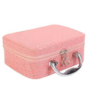 Small Square Solid Handbag Mirror Cosmetics Storage Bag Makeup Bags (Pink)