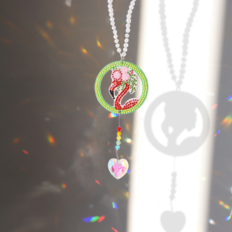 Bird Heart Prism Pendant Crystal DIY Rhinetone Painting Wall Hanging Wind Chi