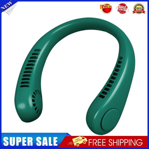 Mini Neck Fan USB Rechargeable Bladeless Fan Neck Air Conditioner (Green)