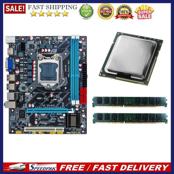 H55 Motherboard+Intel Core i5-760 CPU+2xDDR3 4G Memory for LGA1156 PC Board Kit