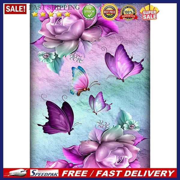 Flowers and Butterflies Oil Paint By Numbers DIY Handpainted on Canvas Wall Arts