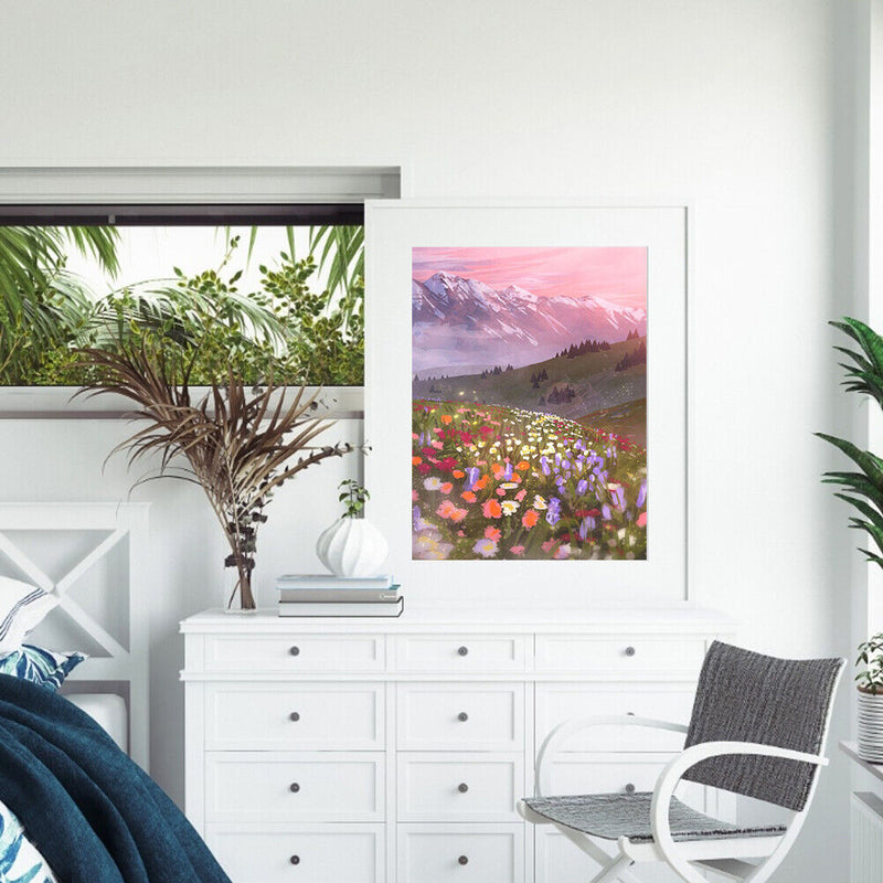 Flower Landscape Oil Paint By Numbers DIY Canvas Set Oil Paint Drawing No Frame