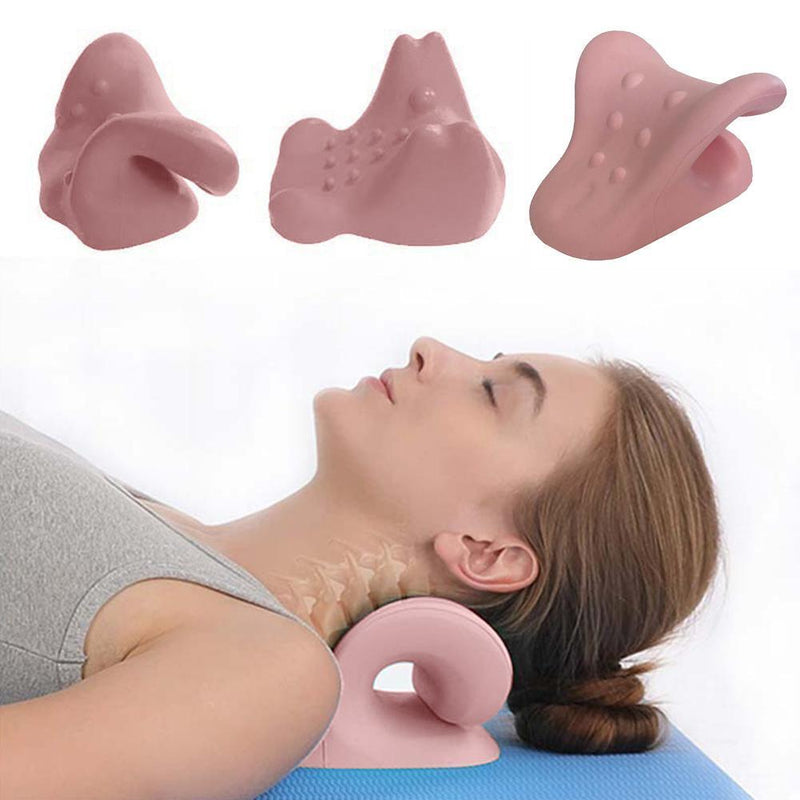 Muscle Relaxation Neck Stretcher Cervical Pillow for Pain Relief (Pink)