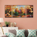 3 Panels Fall Forest Animals Oil Paint By Numbers Kits DIY Handpainted on Canvas