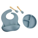 4pcs Silicone Tableware Kids Anti Slip Silicone Baby Feeding Set Bibs for Inf