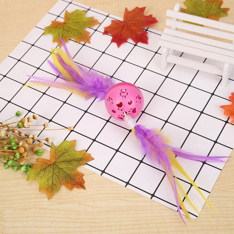 Cute Paw Print Feather Bell Ball Interactive Playing Toys Funny Mini Pet Cat