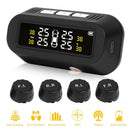 Solar Wireless Car TPMS Tire Pressure Monitor System LCD w/4 External + USB