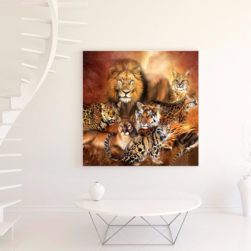 5D DIY Diamond Painting Jungle Animals Full Round Rhinestone Home Picture Newly
