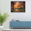 5D DIY Diamond Painting Kits Dusk Bonfire Full Round Drill Wall Decor Art C