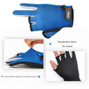 Fishing Gloves 3 Cut Fingers Waterproof Anti-Slip Sports Mittens (Blue) Newly
