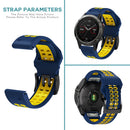 Soft Silicone Sport Band for Garmin Fenix 7/6 Pro/5 22mm (Dark Blue Yellow)