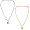 Steel  Chain Collar Statement Punk Choker Long Chain PadLock Pendant Necklace
