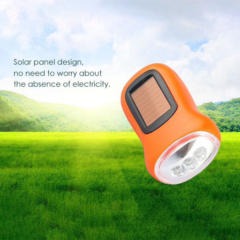 Hand Crank Solar Dynamo Torch Lamp Outdoor Emergency LED Flashlight (orange