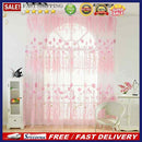 Offset Printing Sheer Curtain Yarn Tulle Window Screen Voile Panel(Pink)