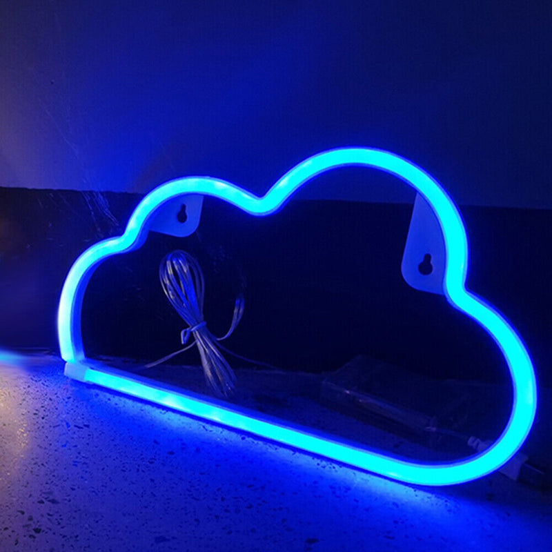 Cartoon Cloud Sign Neon Light USB Battery Operated Art Hanging Lamp (Blue) Newly