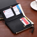 Flowers Embroid Women Short Wallet PU Leather Coin Card Holder Clutch/Black