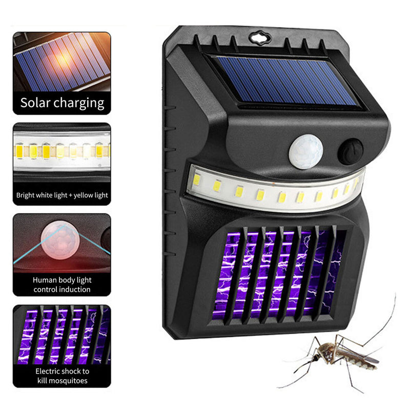 Solar wall lamp electric shock mosquito lamp outdoor waterproof white warm