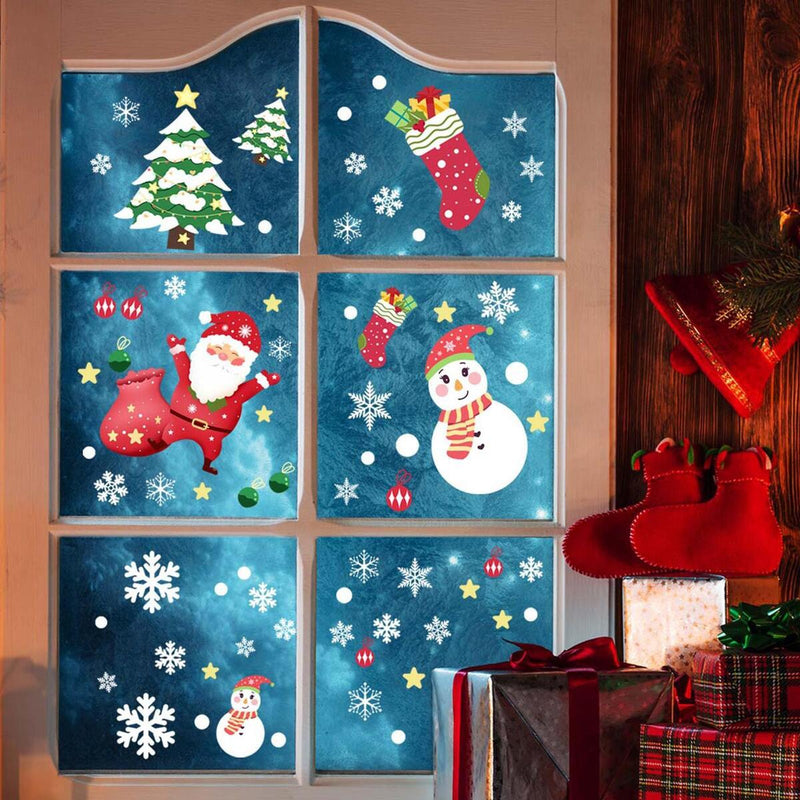 Christmas Santa Window Glass Stickers Mirror Stickers Snowflake Wall Door~