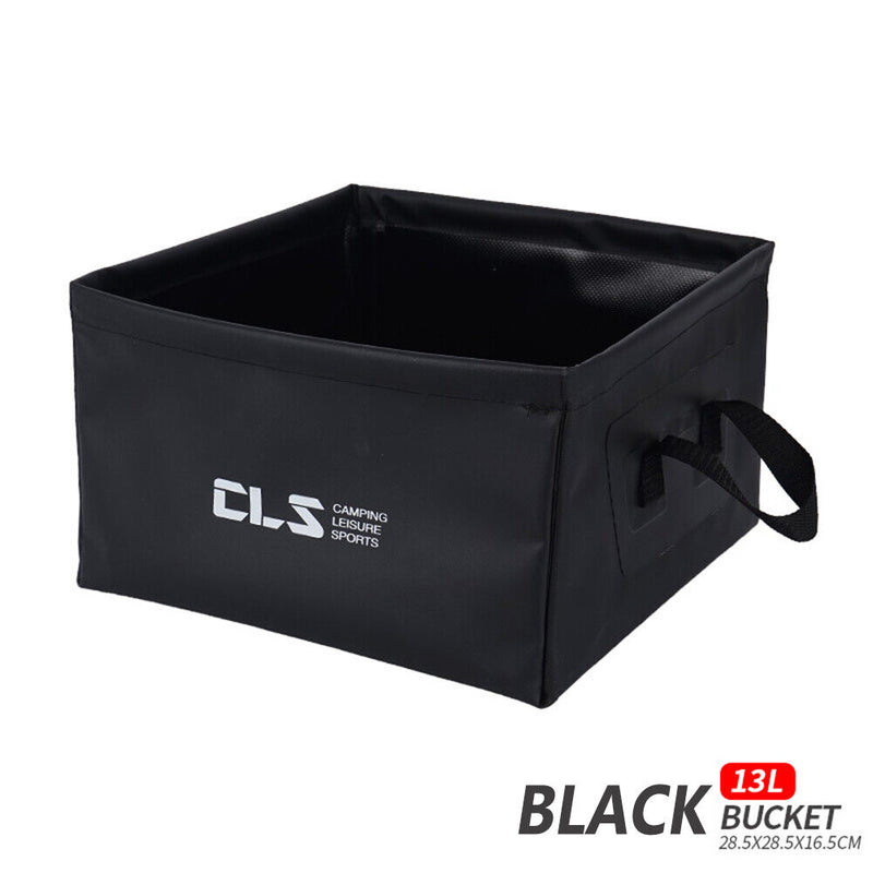 Outdoor Foldable Basin Water Bucket Camping Fishing Washing Tub (Black)