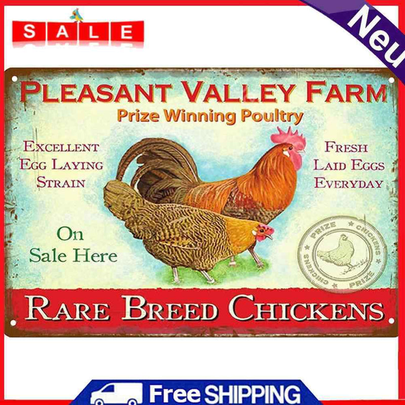 Home Weatherproof Retro Chic Chicken Sign Iron Painting Wall Drawing Templates