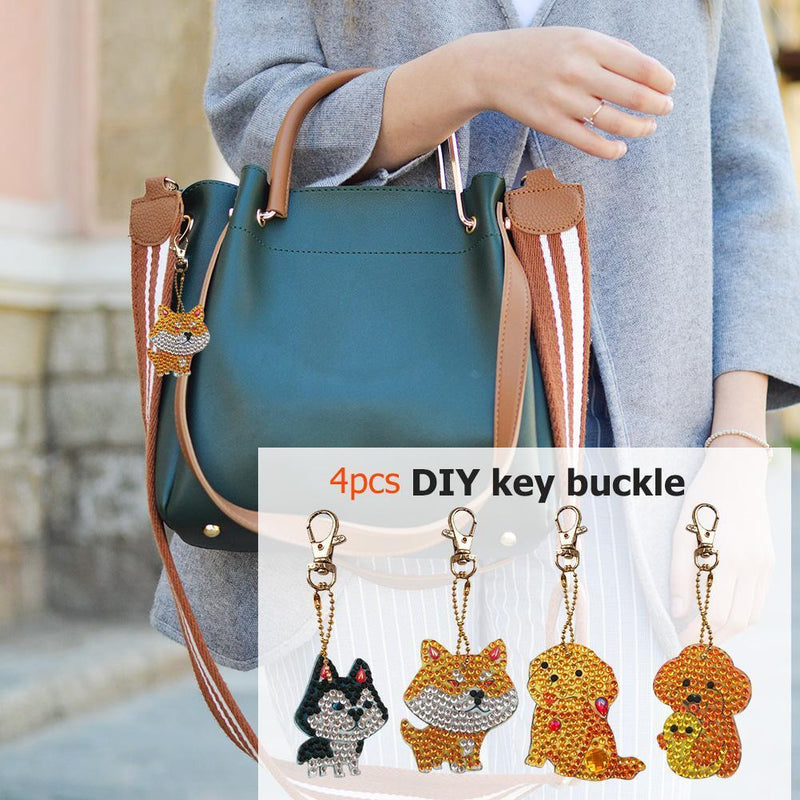 4pcs DIY Special Shape Full Drill Woman Girl Jewelry Keyring Christmas Gift