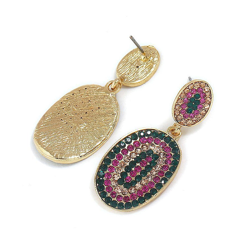 European Women Rhinestone Geometric Oval Dangle Stud Earrings Jewelry Gift