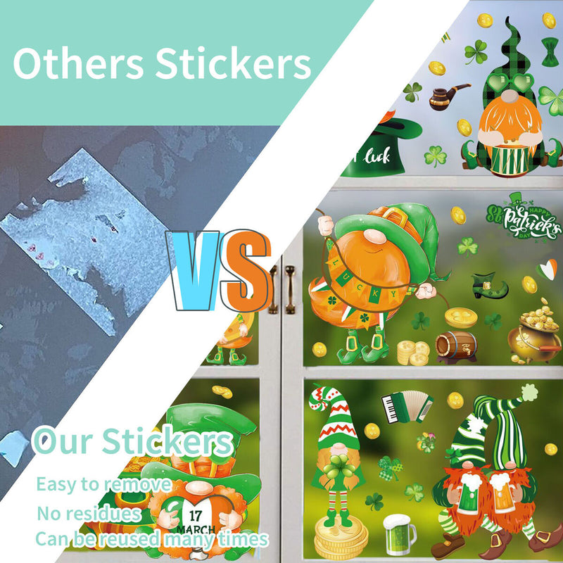 Window Clings Decals 130 Pcs St. Patricks Day Shamrock Window Static Stickers
