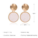 Round Metal Dangle Earrings Korean Geometric Heart Pendant Women Eardrop Jewe