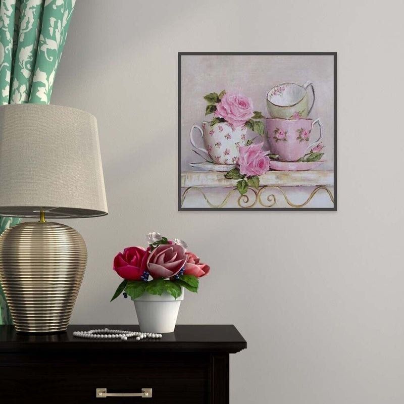 5D DIY Full Drill Diamond Painting Pink Cups Cross Stitch Embroidery Rhinestones
