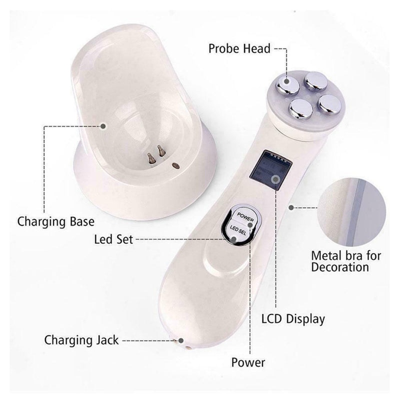 5 in 1 RF Radio Frequency LED Photon Face Light Therapy Microcurrents O2D6