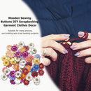 50pcs Wooden Chrysanthemums Sewing Buttons DIY Scrapbooking Clothes Decor Newly