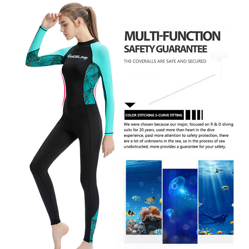 Full Body Wetsuit One-Piece Snorkeling Diving Suit for Women (Black XL) Newly