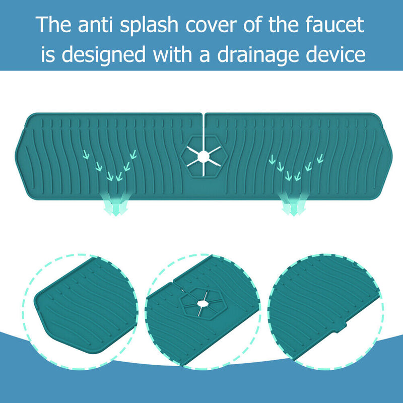 Silicone Faucet Absorbent Draining Mat Splash Guard Water Catcher (Green) Newly