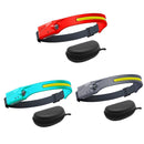 2 PC LED COB Headlamp Rechargeable Camping Waterproof Sensor Headlights Cyan