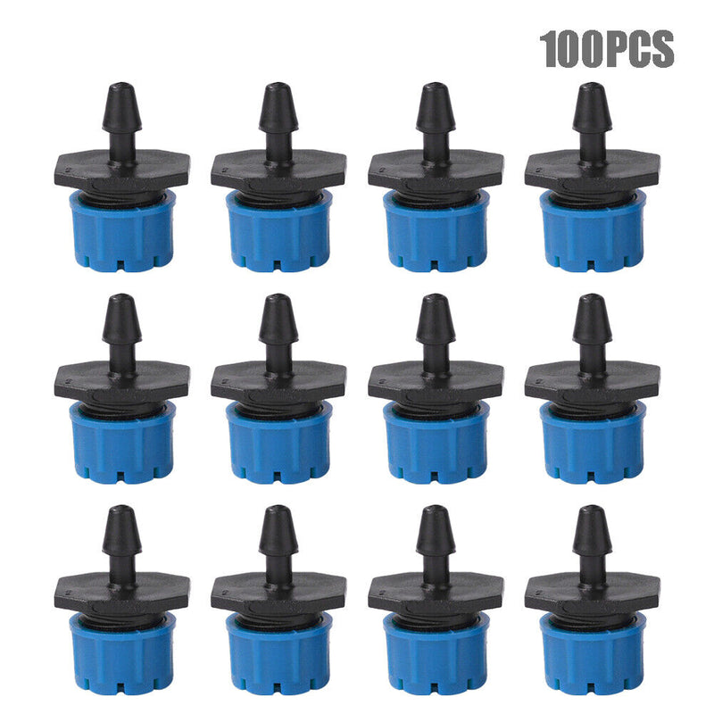 100pcs Adjustable Water Dropper Irrigation Hose Drip Head Kit (Blue)
