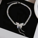 Butterfly Crystal Necklace Women Elegant Tassel Long Clavicle Chain Jewelry Gift