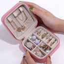 Portable Zipper Mini Jewelry Case Travel Ring Holder Earrings Box (Pink)