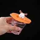 5pcs Silicone Cup Cover Heat-resistant Leak Proof Cartoon Lid (Elk)