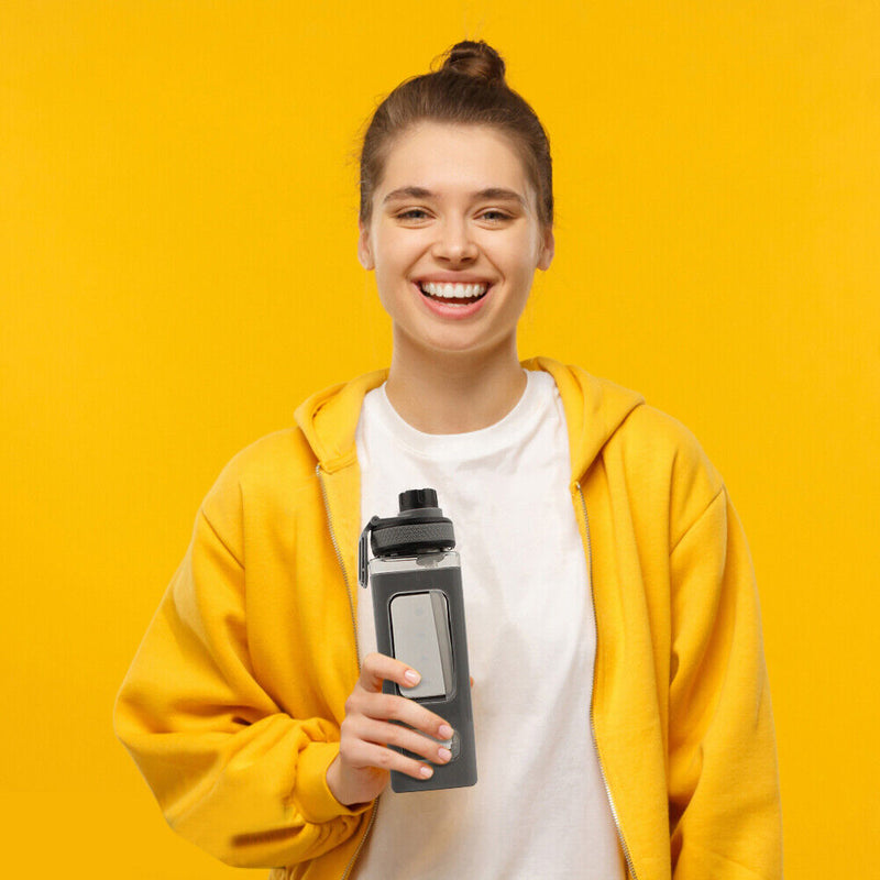 700ml Water Bottle for Sports Straw Cup Leakproof Drinking Bottles (Grey)