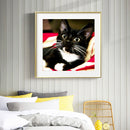 Diamond Painting Long Whisker Black Cat Full Round Wall Picture Kit 30x30cm